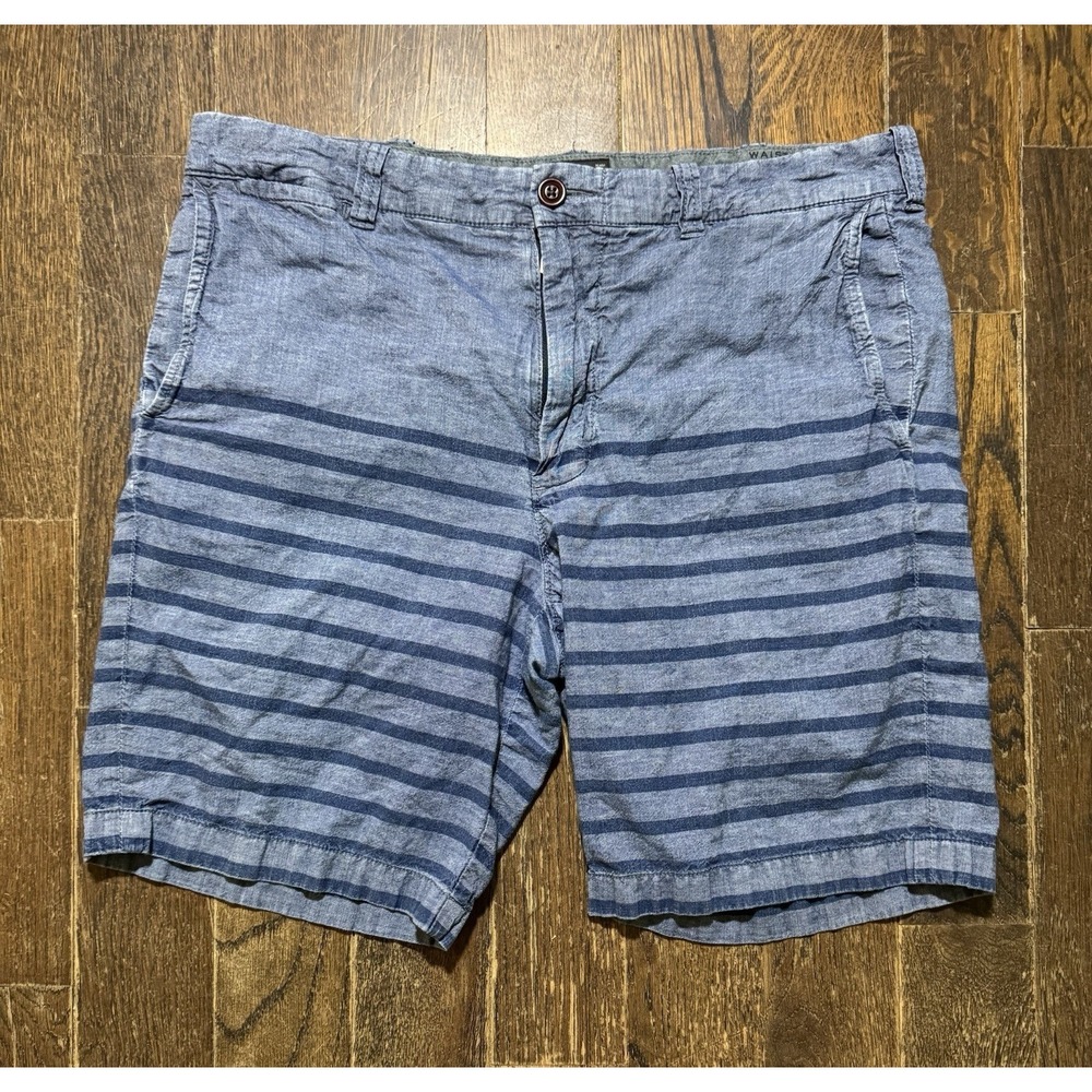 J. Crew Stanton Boat Shorts Men's Size 34 Inseam 9" Blue Stripe Summer 10" Rise